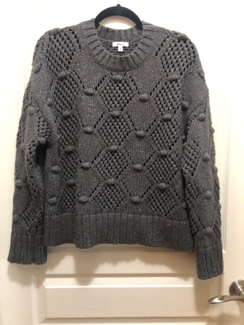Women’s Medium grey chunky sweater with open weave - Picture 5 of 6
